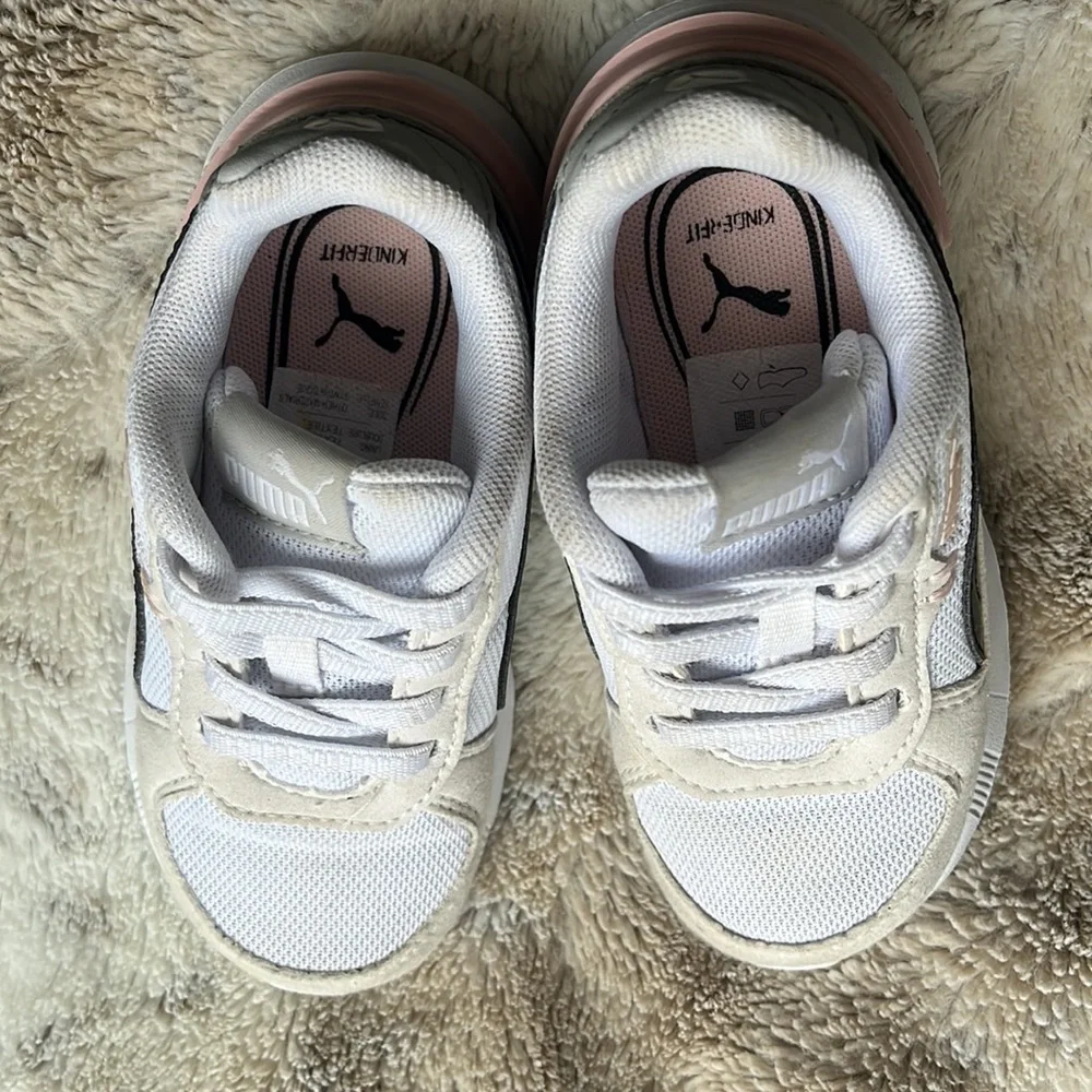 Puma Kids White Black Pink Sneakers